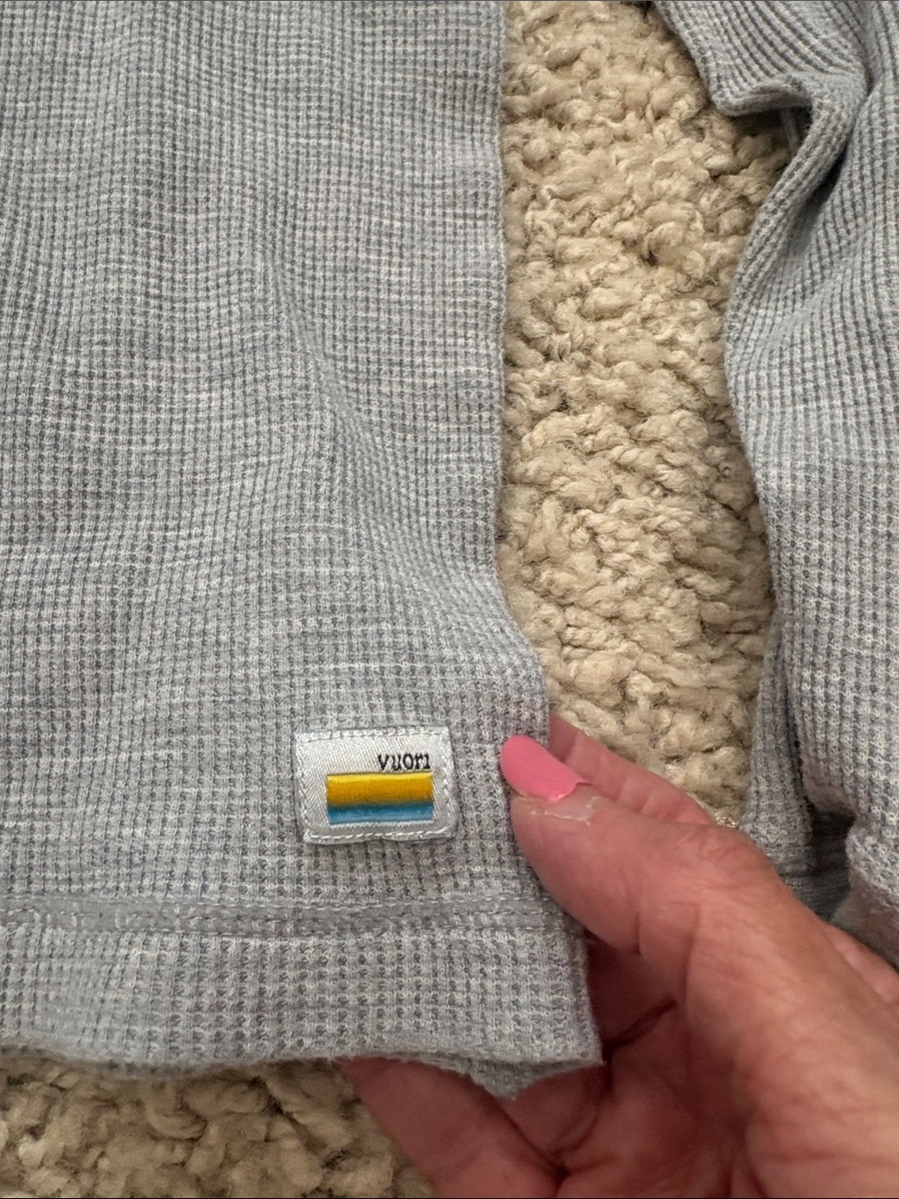 Vuori Light Gray Waffle Thermal Top - Picture 2 of 5